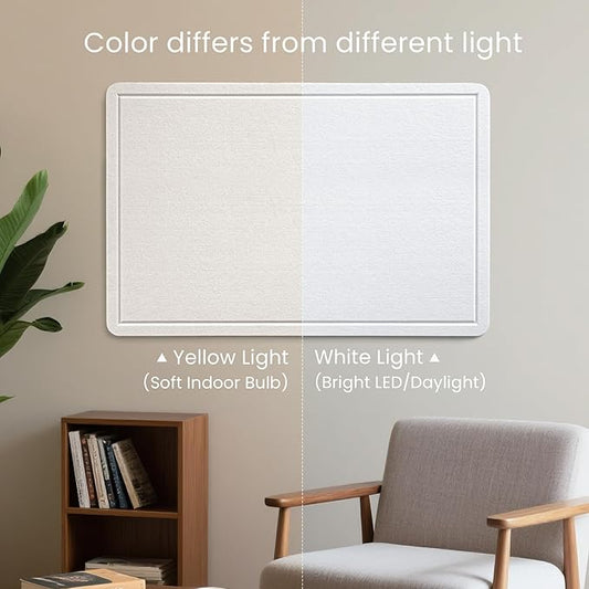 Bulletin Board, 36 x 24 inches Felt Board - Decorative Pin Board, Cork Board Alternative for Wall, 3' x 2' Foldable Self-Adhesive Vision Board Prayer Board with 20 Pushpins - White