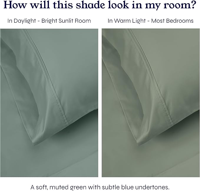 California Design Den Full/Queen Size Duvet Cover Only - Natural 100% Cotton, Premium 400 Thread Count Queen Duvet Cover Cotton, Soft Sateen Weave, Button Closure and Corner Ties - Sage Green