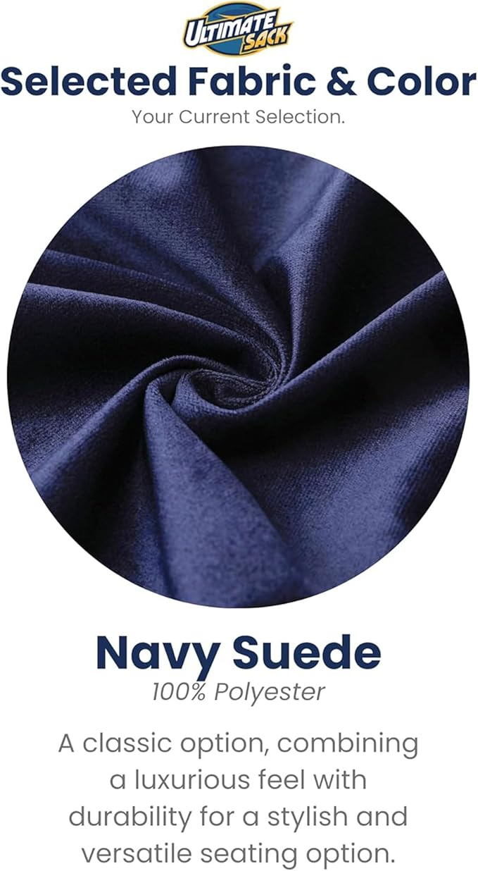ULTIMATE SACK 6000 6-Foot Bean Bag Chair, Electric Blue Suede Cover – Oversized Foam Lounger, Floor Seat, Small Sofa, or Couch Bed for Living Area, Gaming Room, or Reading Lounge