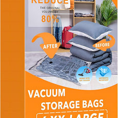 6 XX Large Vacuum Storage Bags, Space Saver Sealer Compression Bags for Blankets, Comforters, Pillows, Clothes Storage