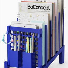 File Organizer for Desk with Storage Box & Hook, Inclined Desk File Organizer with 5-Section Vertical File Holder suitable for Home Office Document Organization