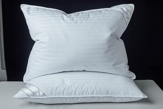 Goose Down Feather Soft Pillows One Pillow 100% Cotton Supportive Bed Pillow Stripe White Color Standard Size 20x26 inch