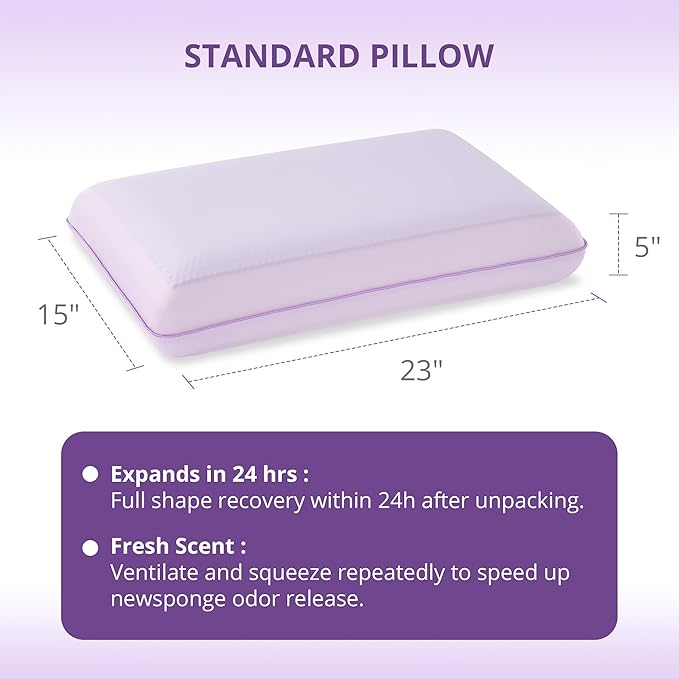 Cooling Pillow for Sleeping, Gel Memory Foam Pillow with Reversible Cover, Neck Support for Side, Back and Stomach Sleepers, Removable & Machine Washable Cover, Bed Pillows for Hot Sleepers, Purple