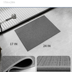 PADOOR Non-Slip Bath-Mats for Bathroom, Rubber-Backing Braided Absorbent Bathroom Mat Machine Washable Thin Bathroom Rugs Fit Under Door Quick Dry Bath Rugs for Floor, 17''x24'' Grey