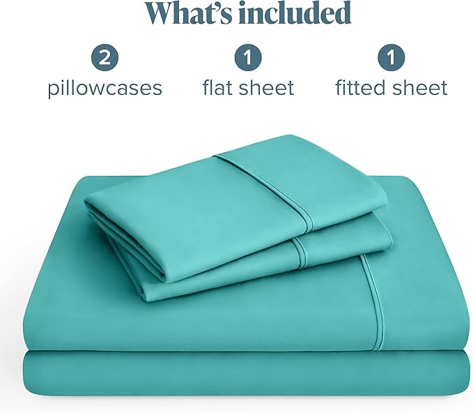 Bare Home Hotel Luxury Twin XL Sheet Set, Extra Soft - 4 Piece Set - Deep Pockets - Easy Fit - Cooling & Breathable - Wrinkle, Fade, Stain Resistant - Includes 2 Pillowcases (Twin XL, Turquoise)