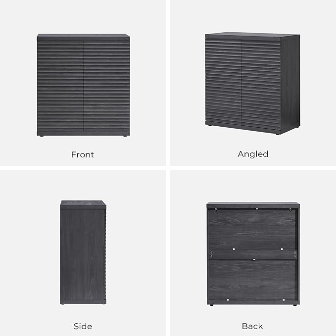 SICOTAS Buffet Cabinet with Storage Accent Sideboard Modern Credenza with Doors & Shelves Fluted Media Console Mid Century Coffee Bar Table for Living Room Kitchen Dining Room Hallway (1PCS)