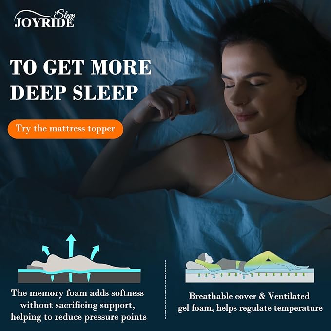 2 Inch Queen Memory Foam Mattress Topper, Cooling Gel Bed Topper with Removable Cover, Soft & Pain Relief & Breathable, CertiPUR-US & Oeko-Tex Certified