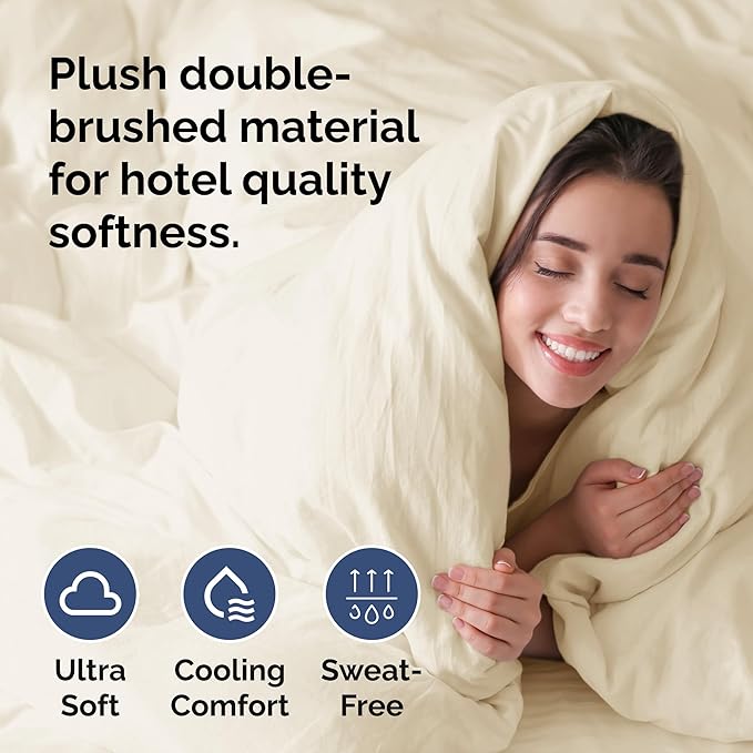 CGK Unlimited Duvet Cover Queen Size Set - Extra Soft Queen Size Duvet Cover 90 x 90 with 2 Pillow Shams - Hotel Quality w/Zipper Closures & Ties - Bedding and Bed Linens Set (Off White)