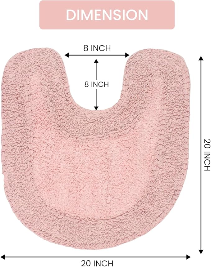 Home Weavers Double Ruffle Collection 100% Cotton Bathroom Rugs Set, Washable Rug, Extra Soft and Absorbent Bath Rug, Kitchen Mat, Bath Mat Set, Bath Floor Mat Non Slip, 20"x20" Contour, Pink