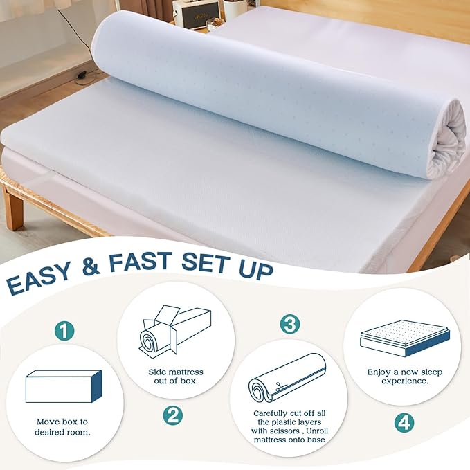 Airensky 3 Inch Memory Foam Mattress Topper, Cooling Gel Infused High Density King (76"x80") Topper with Removable Skin-Friendly Cover, Bed Topper for Pressure Relief Back Pain, CertiPUR-US Certified