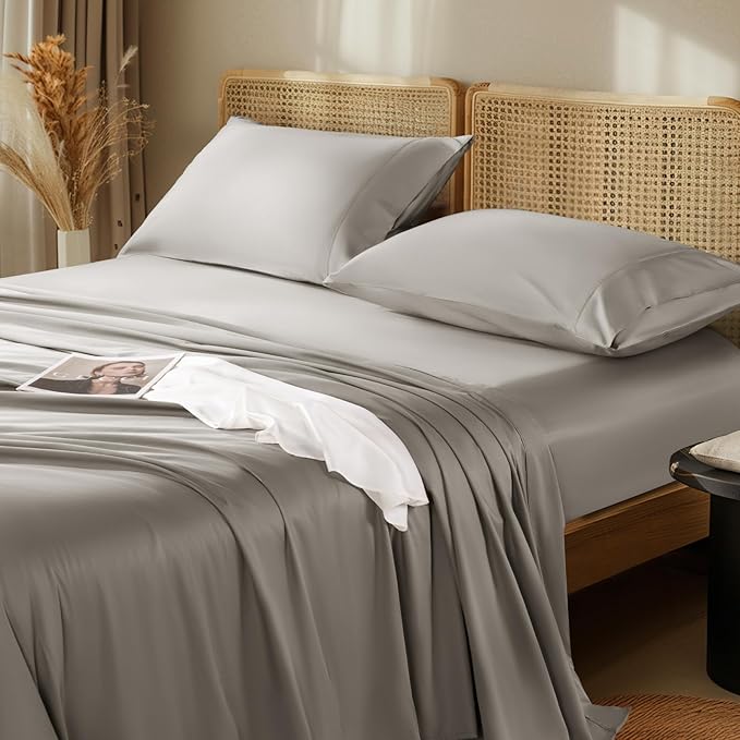 LBRO2M 1000 Thread Count 100% Egyptian Cotton Sheets Set King Size, 4 Piece Sets Bed Sheet Deep Pocket Sheet Set 16" Soft Comfortable All Season (King, Tapue)