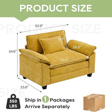 Modular Sectional Sofa, Comfy Cloud Couch, Chenille Sofa Sleeper with Deep Seat and Throw Pillows for Living Room (Yellow, 53