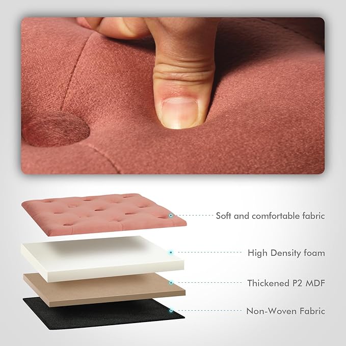 B FSOBEIIALEO Storage Ottoman Cube, Velvet Tufted Folding Ottomans with Lid, Footstool Rest Padded Seat for Bedroom (Warm Red, Medium)