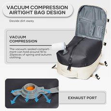 Vacuum Compression Backpack, Travel Vacuum Backpack with Electric Vacpack Pump, Flight Approved Carry On Personal Item Suitcase Luggage for Men Women, Beige, Small