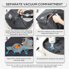 Vacuum Compression Backpack, Travel Vacuum Backpack with Electric Vacpack Pump, Flight Approved Carry On Personal Item Suitcase Luggage for Men Women, Beige, Large