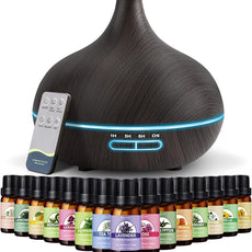 SACATR 550ml Aromatherapy Diffuser with 15x10mL Essential Oils, Ultrasonic Technology, Remote Control for Home Office