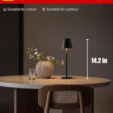 KDG 2 Pack Cordless Table Lamp, Portable LED Desk Lamps, 5000mAh Battery Operated, 3 Color Stepless Dimming Up, for Restaurant, Bedroom, Outdoor Camping, Coffee Shop, Night Light, Rechargeable (Black)