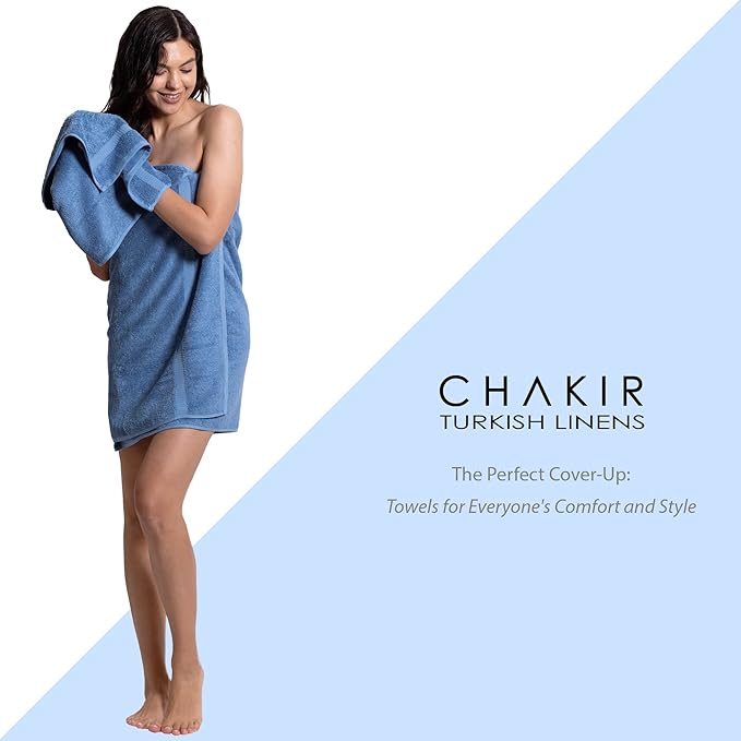 Chakir Turkish Linens | Hotel & Spa Quality 100% Cotton Premium Turkish Towels | Soft & Absorbent (8-Piece Towel Sets, Wedgewood)