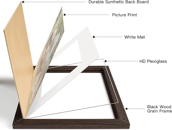 16x20 Picture Frame with Mat for 11x14 Set of 3, Distressed Black Wood Grain 16x20 Frames for Wall Mounting (3 Pack, Black)