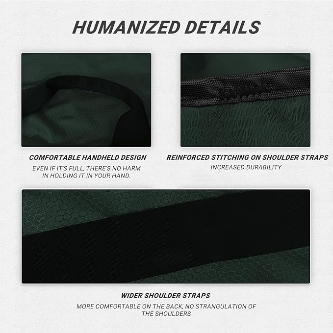 Laundry Bag with Shoulder Straps and Mesh Pocket Laundry Backpack Large Portable Laundry Hamper for College Laundromat Apartment (Green)