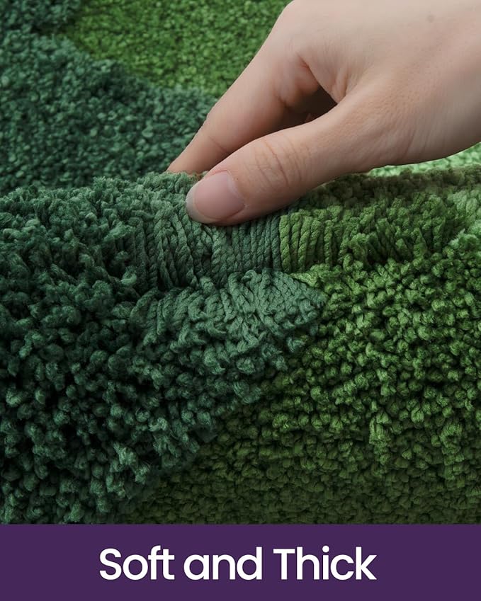 DEXI Bathroom Rugs Non Slip, 20x32 Washable Microfiber Bath Mat Quick Dry, Absorbent Ultra Soft Forest Trees Bathmat for Shower Floor Tub Sink, Green