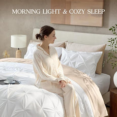 Andency White California King Comforter Set (104x96Inch), 3 Pieces Cute Pinch Pleat Cal King Bedding Comforters & Sets, Oversized Pintuck Soft Down Alternative Bed Set for All Season