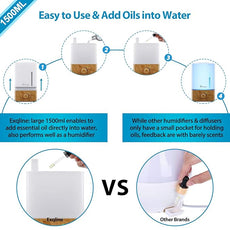 Exqline 1500ml Large Aroma Essential Oil Diffuser - Unique Aromatherapy Humidifier for Large Room (Wood Grain)