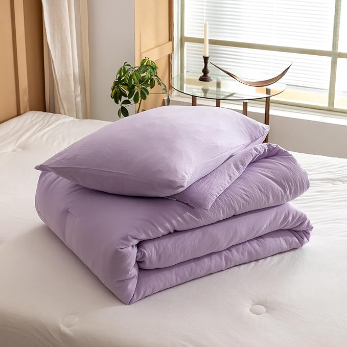 ROSGONIA Twin/Twin XL Comforter Set for College Girls Boys Lavender, 1 Purple Comforter & 1 Pillowcase Lightweight Kids Comforter Soft Dorm Bedding