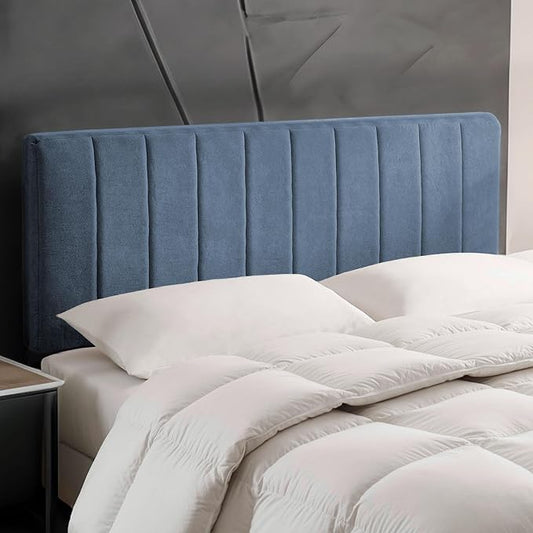 Hearth & Harbor Upholstered Full Headboard - Easy Assemble Channel Stitched Headboard Full Size - Wall Mounted Headboards with 3D Soundproof Wall Panels Peel & Stick Floating Headboards, Slate Blue