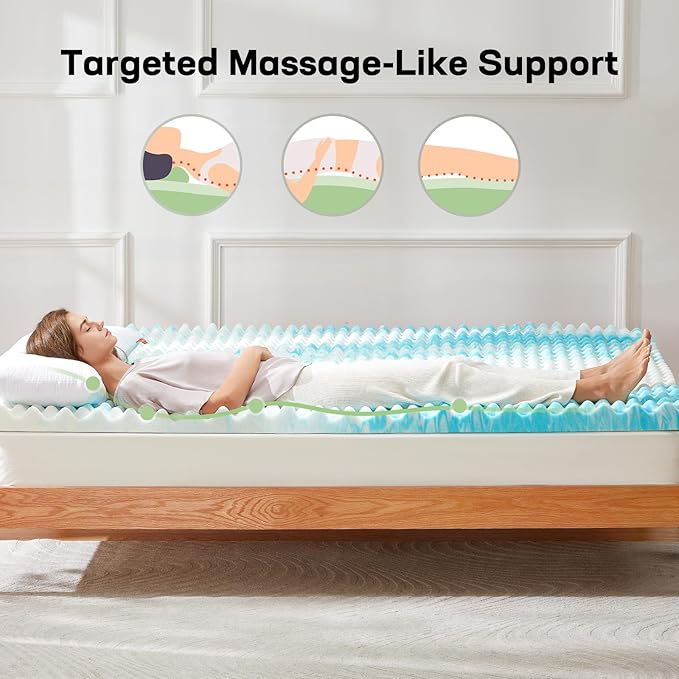 Marsail Twin XL, 3-inch Egg Crate Memory Foam, Mattress Topper with Infused Cooling Gel for Sleeper Sofa, RV, Camper, CertiPUR-US Certified