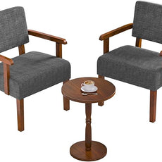 Accent Chair Set of 2 with Table, Living Room Chairs with Soft Seat and Armrests for Living Room Bedroom Reading Room Waiting Room, Grey (AC01)