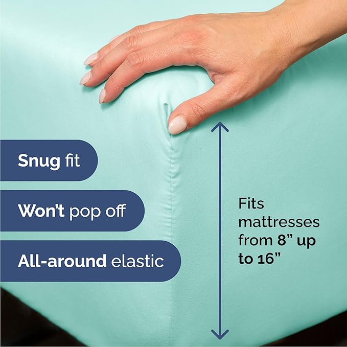 Queen 6 Piece Sheet Set - Cooling & Breathable Bed Sheets - Hotel Luxury Bed Sheets for Women, Men, Kids & Teens - Bedding with Deep Pockets & Easy Fit - Soft and Wrinkle Free - Queen Spa Blue Sheets
