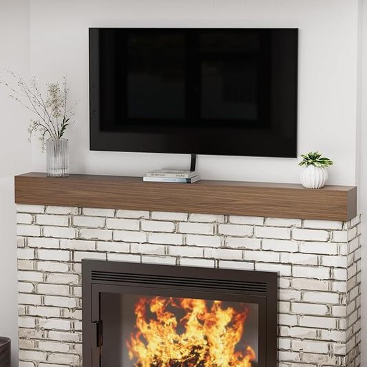 Fireplace Mantel Shelf 72 X 8 X 6 Inch, Handcrafted Solid Mantel for Over Fireplace, 6 Inch Thick Wall Mounted Floating Fireplace Mantel, Real Wood