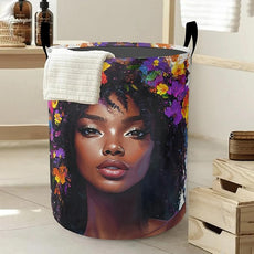 Laundry Basket-Black Girl Foldable Waterproof Oxford Cloth Funny Tote Bag Laundry Hamper Clothes Storage Bucket Organizer For Bathroom/Laundry Storage/Bedroom Storage Basket