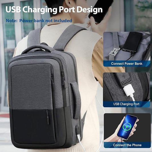 VGOAL Travel Laptop Backpack, Laptop Bookbag College Backpack Durable Water Proof with USB Charging Port for Men Women (KT0107W-G)