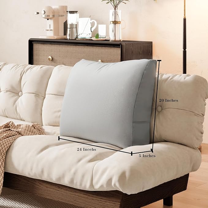Daneey 2PCS Back Pillow for Sitting in Bed, Back Support Pillow for Couch, Back Pillow for Couch Replacement, Removable Velvet Cover, Gray