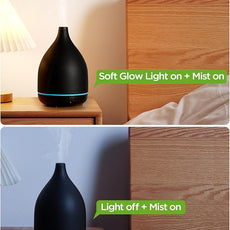 InnoGear Oil Diffuser, 300ML Ceramic Diffuser for Essential Oils Handcrafted Aromatherapy Diffuser Ultrasonic Cool Mist Humidifier with 4 Timers Waterless Auto Off for Room Office, Black