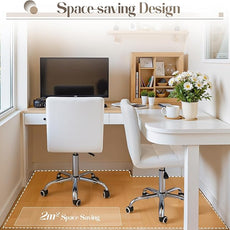 Furmax Mid-Back Office Task Chair Ribbed PU Leather Executive Chair Modern Adjustable Home Desk Retro Comfortable Work Chair 360 Degree Swivel with Arms (White)