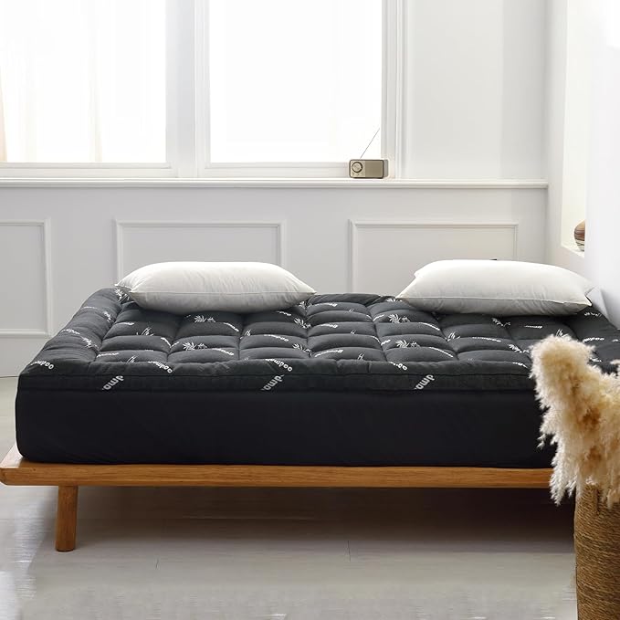 Favorland Mattress Topper Twin Size - Cooling Extra Thick Breathable Viscose Made from Bamboo Mattress pad - Soft Quilted Fitted Mattress Cover with 900 GSM Down Alternative Fill (8-21”Deep Pocket)