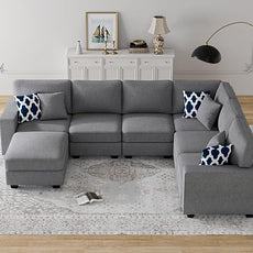 Legend Vansen Modular Sectional Sofa U Shaped Couch with Ottoman Modern Reversible Corner Sectional Couch for Living Room (Dark Grey, U Shaped Sofa-2)