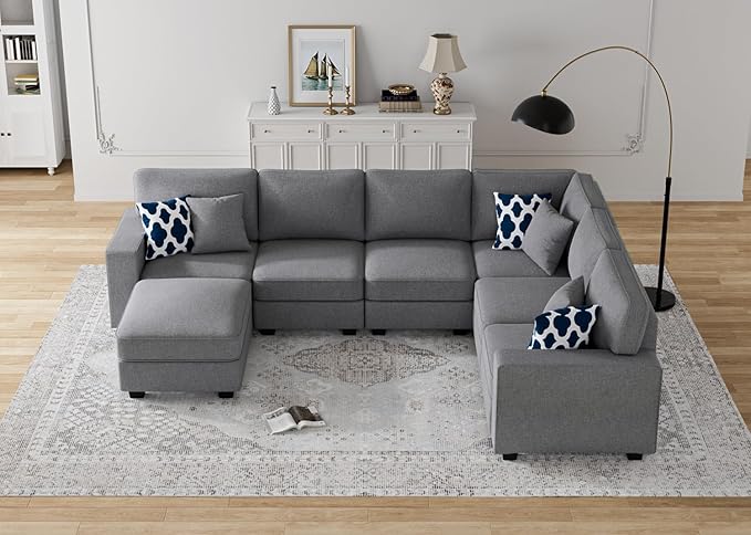 Legend Vansen Modular Sectional Sofa U Shaped Couch with Ottoman Modern Reversible Corner Sectional Couch for Living Room (Dark Grey, U Shaped Sofa-2)