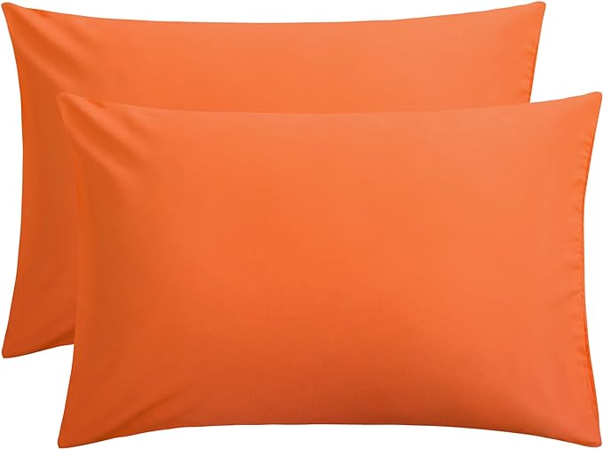 FLXXIE Microfiber Pillow Cases Queen Size Set of 2, Soft Pillowcases with Envelope Closure, Wrinkle Resistant Pillow Covers, 20x30, Orange
