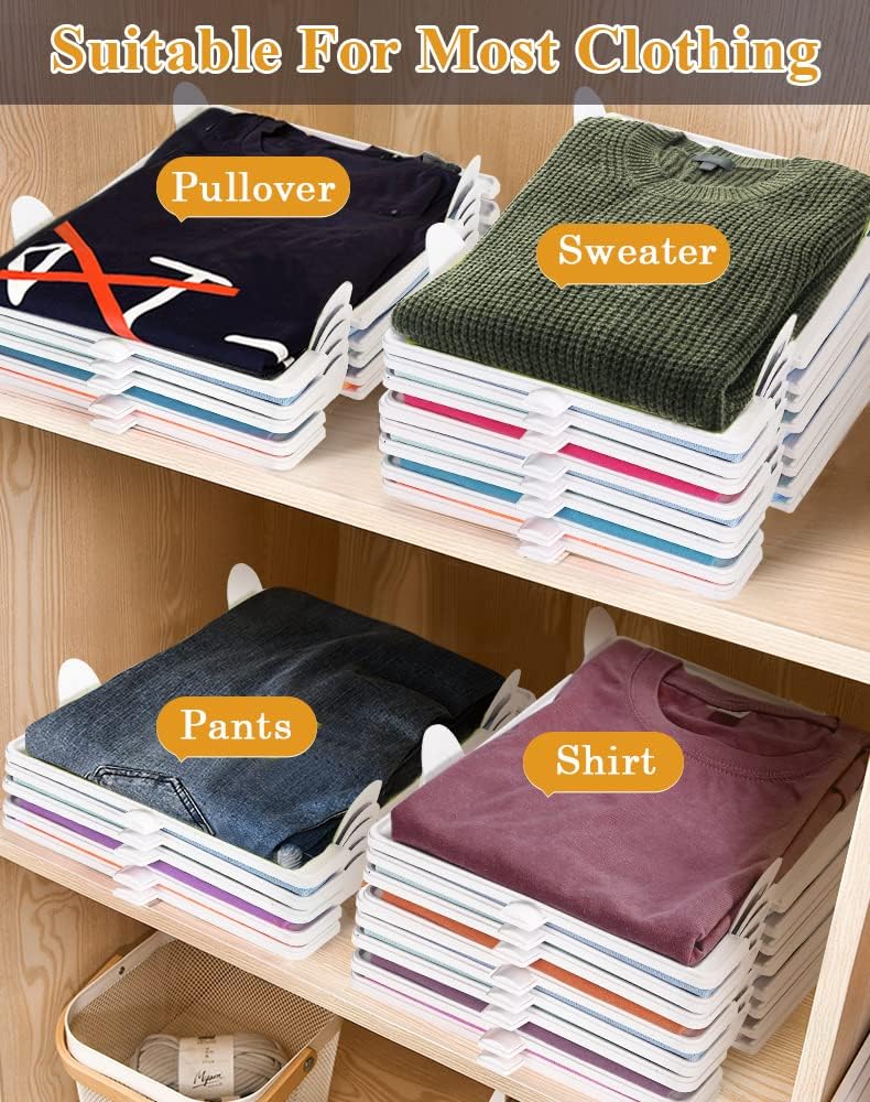 Accenter Tshirt Organizer for Clothes Storage, Stackable Closet Organizer with Easy Access, Shirt Folder Board, Sturdy and Durable, Clothes Folder 10-Pack