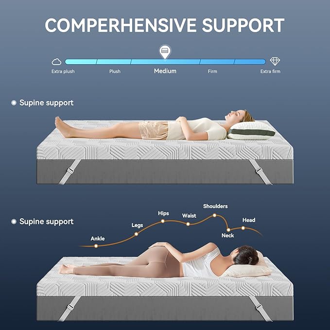 ELEMUSE 3 Inch Gel Memory Foam Mattress Topper Twin Size Pressure-Relieving Mattress Topper for Back Pain,Non-Slip Design with Removable & Washable Cover, CertiPUR-US