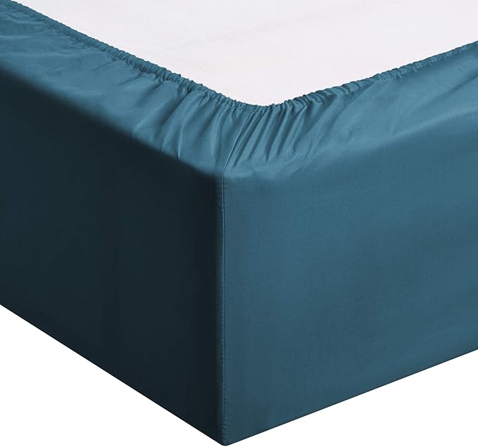 Amazon Basics 3-Piece Microfiber Lightweight Bed Sheet Set with 14-Inch Deep Pockets, Super Soft, Easy Care, Twin XL, Dark Teal, Solid AmazonBasics
