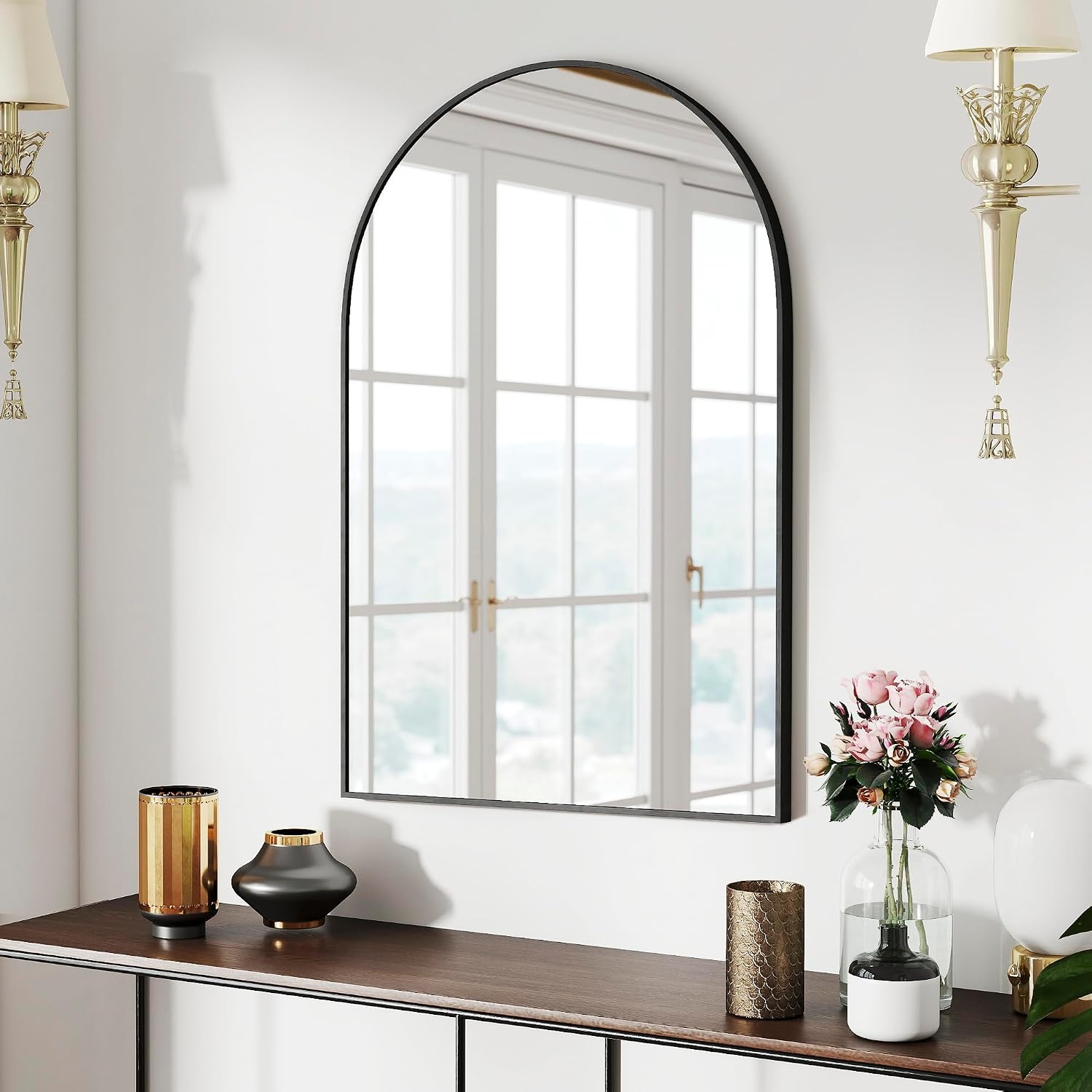 SCWF-GZ 47x14 Mirror Rectangle Full Body Length Door Hanging Wall Mounted Metal Aluminum Alloy Frame Dressing Make-up Mirrors for Entryway Bedroom Bathroom Living Room 47 14 inch Black