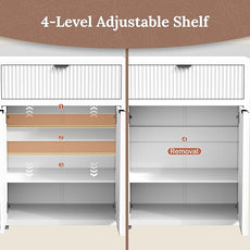 Fluted Sideboard Buffet Cabinet with Storage Drawers, 55