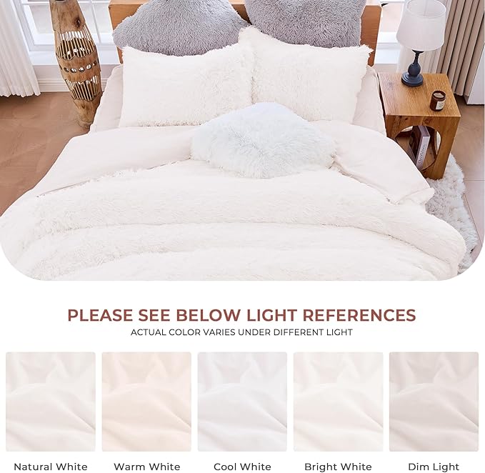 Sasttie 3-Piece Fluffy Duvet Cover Queen, Ultra Soft Faux Fur and Velvet Camel Comforter Cover, Luxury Fuzzy Bedding Sets for Winter Bed, Includes 1 Duvet Cover and 2 Pillowcases, No Comforter