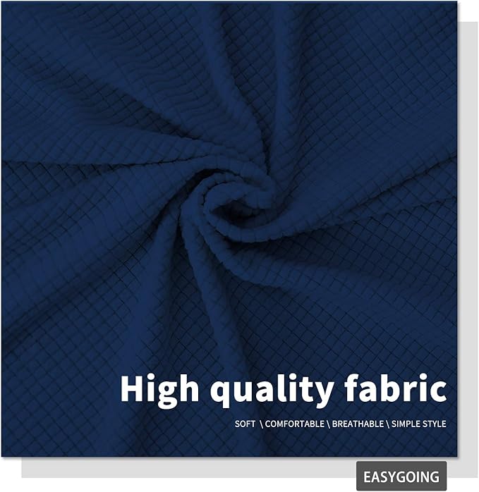 Easy-Going Stretch Bed Headboard Cover,Small Square Jacquard Headboard Slipcover, Dustproof Bed Head Cover for Bedroom (King,Navy)