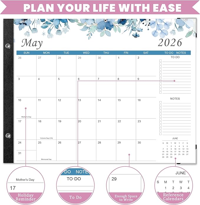 Desk Calendar 2026-2027 – 22" x 17" Large Desk Calendar Runs From January 2026 to June 2027